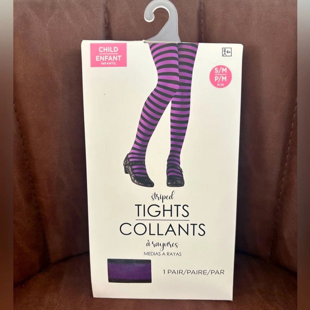 NEW! Purple and Black Striped Child Tights